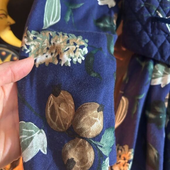 Vintage 90s Karin Stevens Blue Floral Quilted Jacket Dress Size 11/12 - Picture 10 of 16
